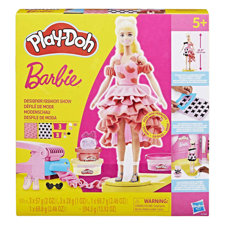 Set de juego de desfile de moda de diseñadora barbie play-doh - plastilina