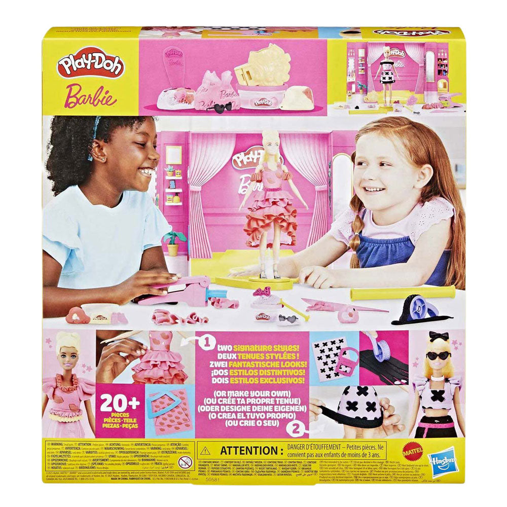 Set de juego de desfile de moda de diseñadora barbie play-doh - plastilina