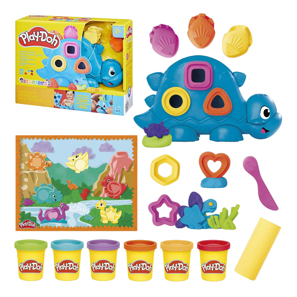 Play-doh dino formas y colores de pie - 6 vasijas de barro