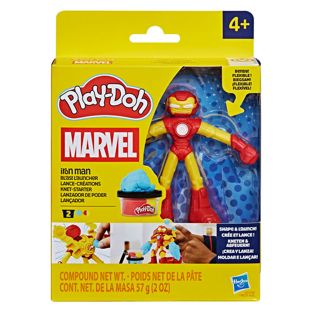 Lanzador explosivo play-doh marvel iron man - 2 vasijas de barro