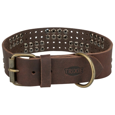 Trixie collar para perros remache cuero engrasado rústico marrón oscuro