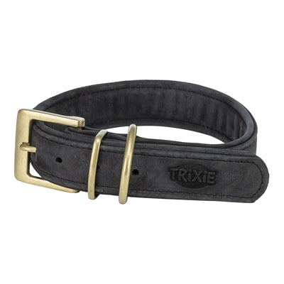 Trixie collar para perros puro cuero negro