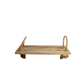 Dijk natural collections bandeja de madera con asas de cuerda 37x16x5cm aspecto antiguo