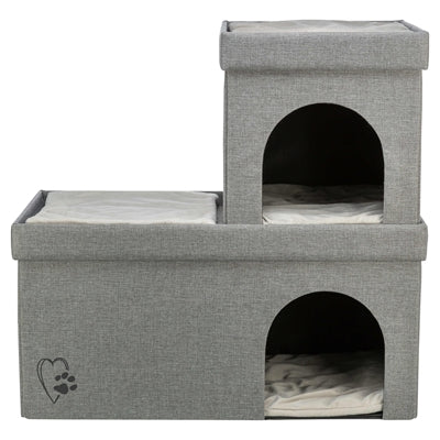 Trixie Cesta para gatos casita para gatos Kimy Soft 2 plantas gris claro