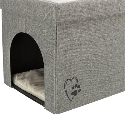 Trixie Cesta para gatos casita para gatos Kimy Soft 2 plantas gris claro
