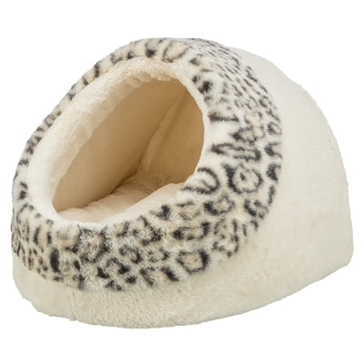 Trixie cama para gatos igloo leo peluche suave crema estampado leopardo