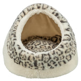 Trixie cama para gatos igloo leo peluche suave crema estampado leopardo