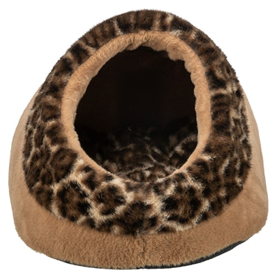 Trixie cama para gatos igloo leo suave peluche marrón estampado leopardo