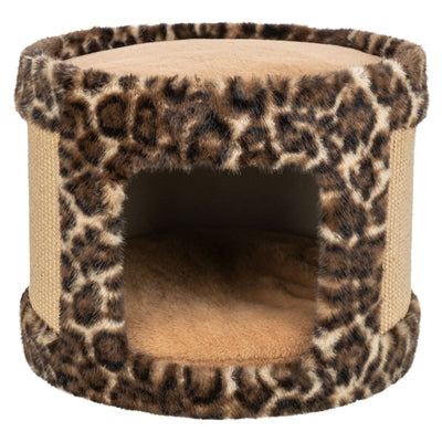 Trixie rascador barril leo estampado leopardo marrón