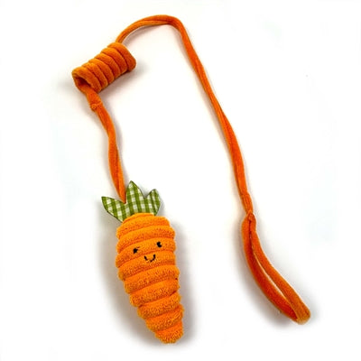 Bungee de zanahoria con parche atigrado para mascotas felices