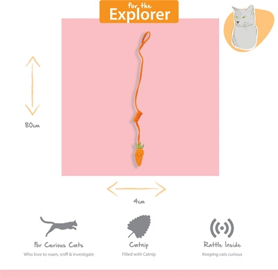 Bungee de zanahoria con parche atigrado para mascotas felices
