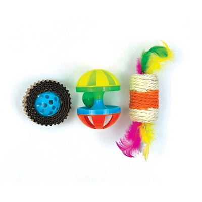 Juguete para rascar con rodillo de trinquete y parche atigrado Happy pet