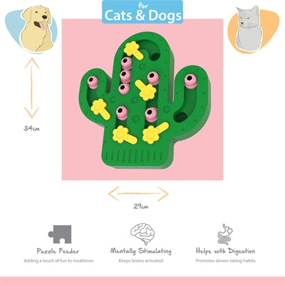 Happy pet tabby patch cactus rompecabezas juguete de inteligencia