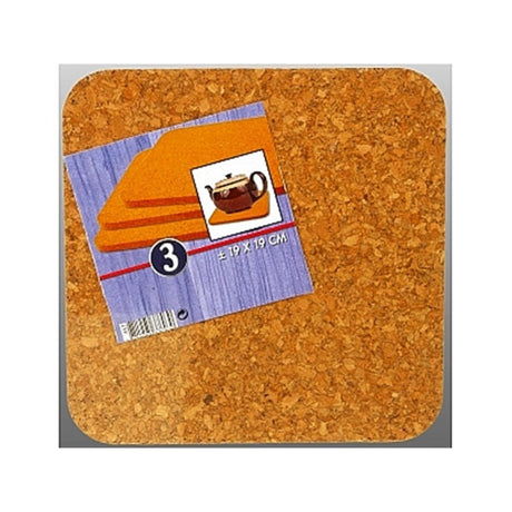 Excelente artículo para el hogar posavasos de corcho cuadrado 19x19cm juego de 3