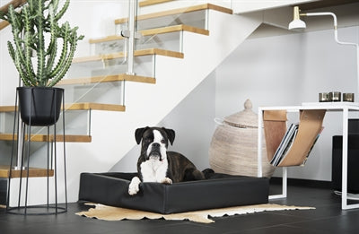 Funda para cesta para perros Bia Bed de cuero artificial negro