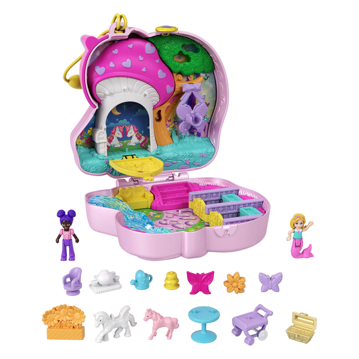 Fiesta del té de unicornio Polly Pocket de Mattel