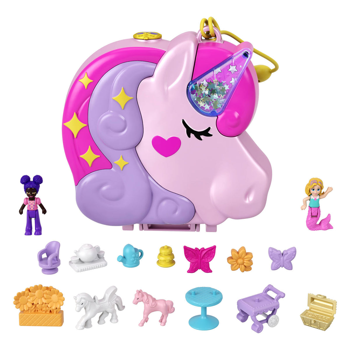 Fiesta del té de unicornio Polly Pocket de Mattel