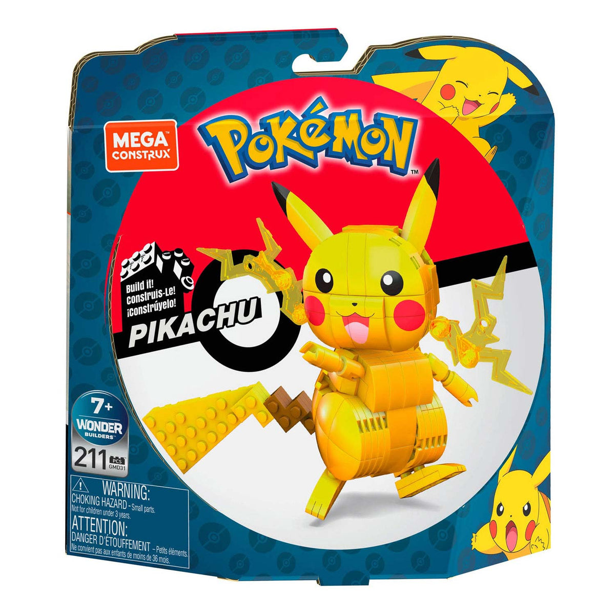 Mattel mega construx set de construcción pokémon - pikachu - 211 piezas.