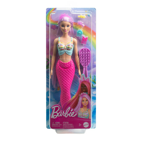 Barbie sirena rosa pelo largo