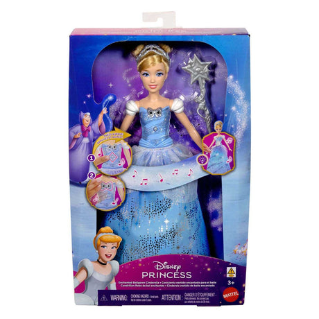 Mattel Disney Princess Cenicienta – Encantadora muñeca de moda con vestido de baile con espectáculo de luces y sonido