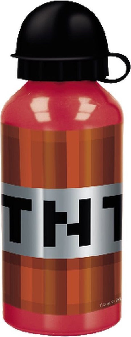 Botella de aluminio Stor Minecraft - 400 ml - ligera - tapón de rosca a prueba de fugas - botella para niños - rojo negro