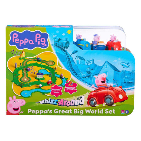 Gear2play peppa pig whiz around - el gran juego mundial de peppa - pista modular para moverse alrededor de vehículos - interactivo con música y sonido
