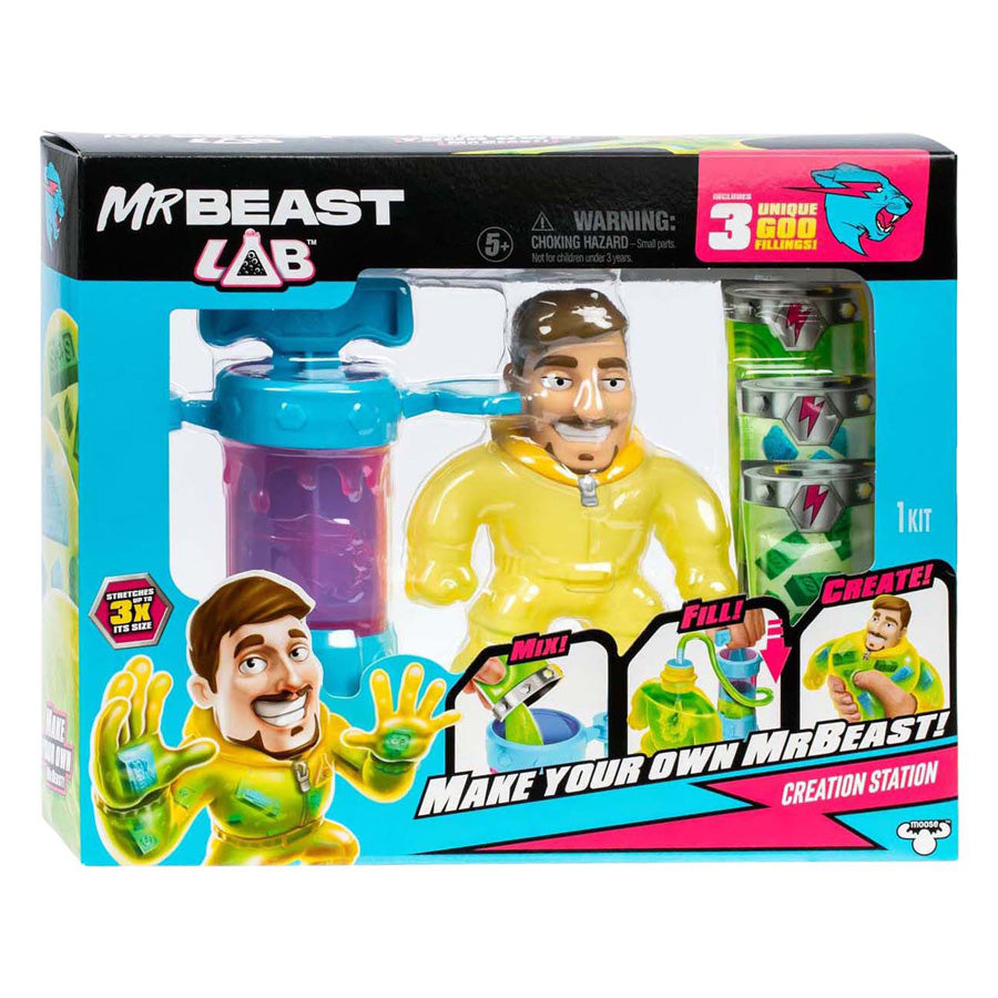 Estudio de creación de laboratorio Moose Toys mrbeast: ¡mezcla, rellena y crea el mrbeast elástico definitivo!