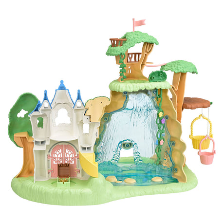 Sylvanian Families 5761 Secret Forest Waterfall Set - Incluye 1 figura de juego de bebé suave de terciopelo