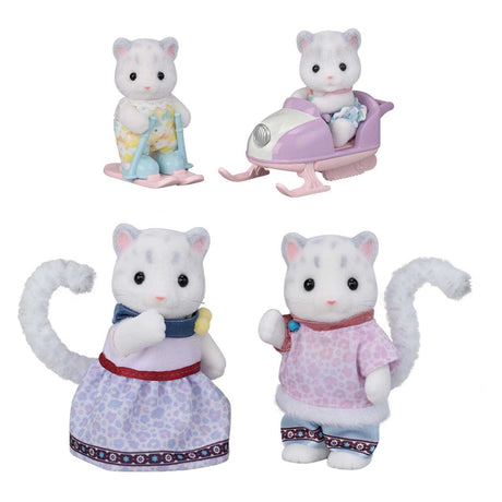 Familias Sylvanian familia del leopardo de las nieves - 4 figuras suaves y aterciopeladas - 5814