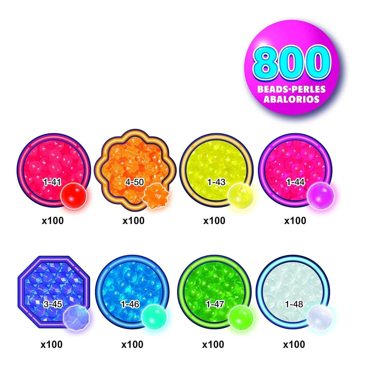 Recambio Aquabeads colores neón - 800 perlas