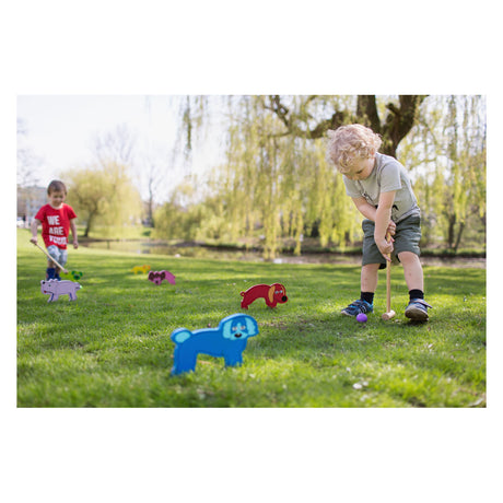 Bs juguetes croquet de madera junior juego al aire libre