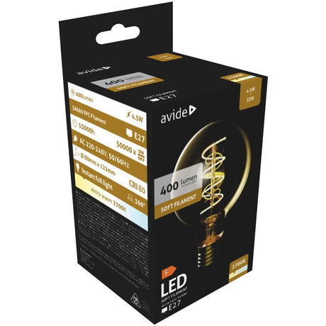 Lámpara LED Avide filamento suave 4,5w, casquillo E27, 2700 kelvin, 400 lúmenes