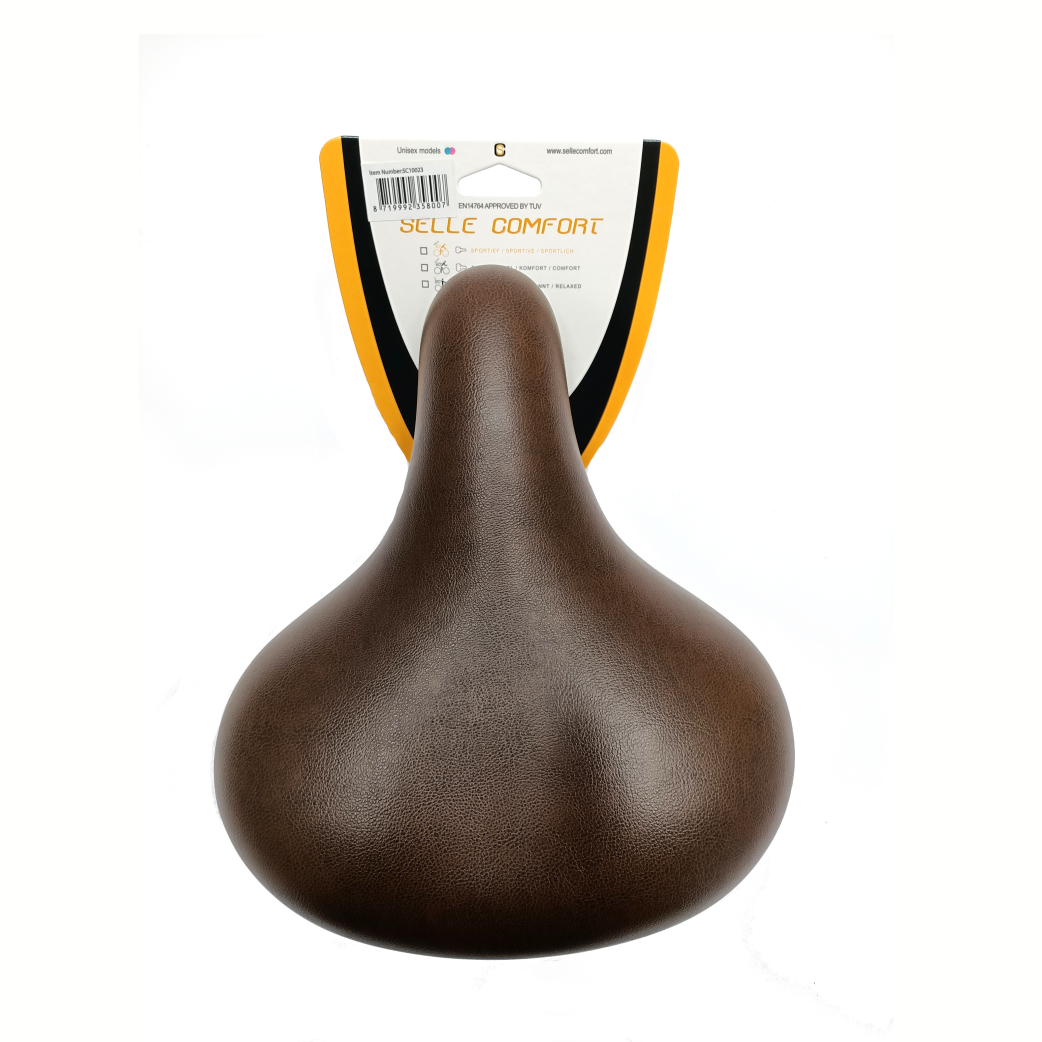 Selle Comfort Saddle Classic Retro Basic, Brown con suspensión de elastómero. No sin ninguno