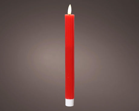 Velas de cena LED Lumineo de 2 piezas con llama parpadeante Cera roja navideña de diámetro 2x24,5 cm con temporizador de 6 horas