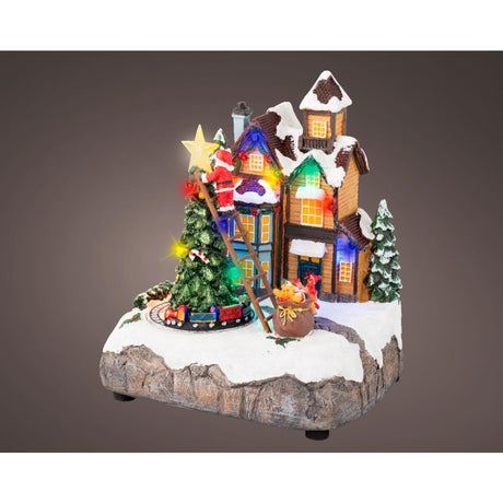 Lumineo escena navideña árbol de Navidad decoración LED poliresina 16x19x22cm