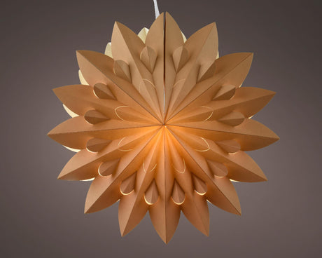 Estrella de Navidad Lumineo con iluminación LED con temporizador a batería Cartón FSC dia40cm ámbar<br>
