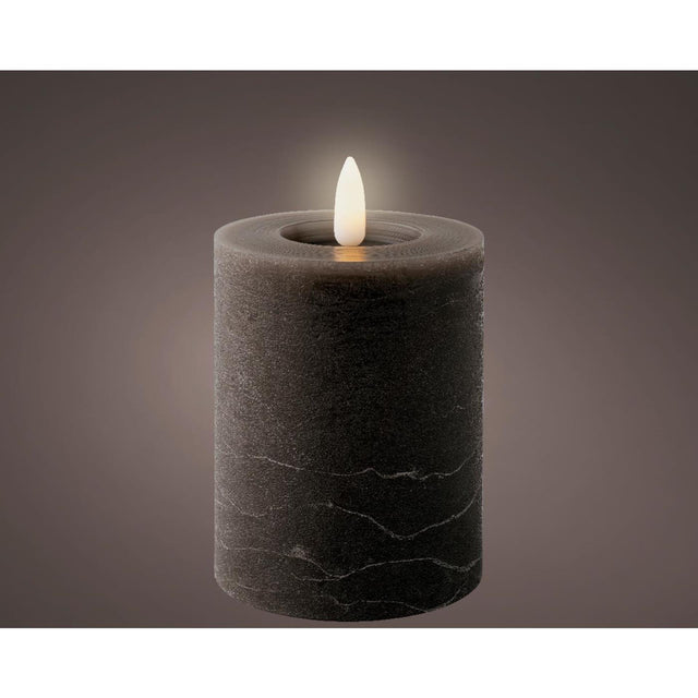 Vela LED Lumineo cera gris ø7xh11,2cm