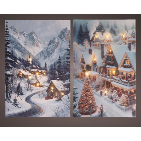 Lumineo lienzo navideño LED 1,5x38x58cm blanco cálido 2 surtidos