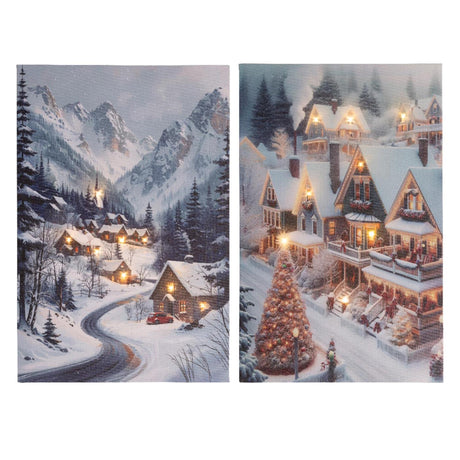 Lumineo lienzo navideño LED 1,5x38x58cm blanco cálido 2 surtidos