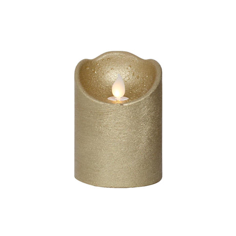Lumineo vela LED ondulante cera oro ø7,5xh10cm blanco cálido