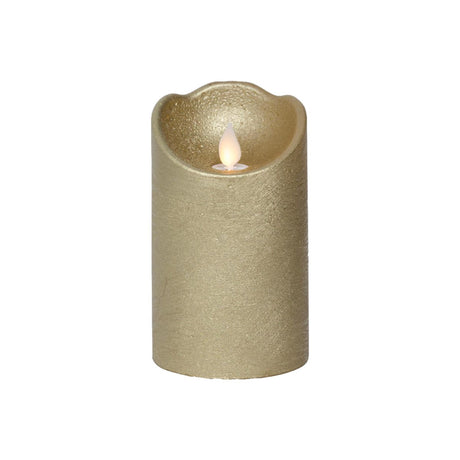 Lumineo vela LED ondulante cera oro ø7,5xh12,5cm blanco cálido