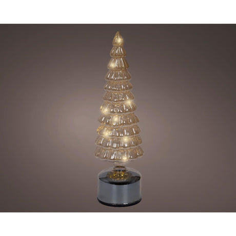 Lumineo árbol de Navidad LED vidrio ámbar h34cm giratorio