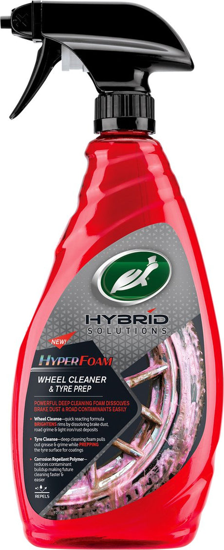 Limpiador de neumáticos de ruedas Turtle Wax HS Hyperfoam - Fórmula de reacción rápida - Refresca las llantas - Disuelve el polvo de los frenos, la suciedad de la carretera y los depósitos ligeros de hierro - 680 ml