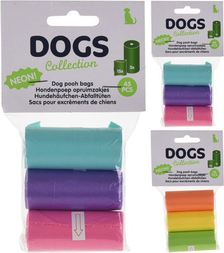 Dogs collection bolsas para excrementos de perros 3 rollos de 15 piezas