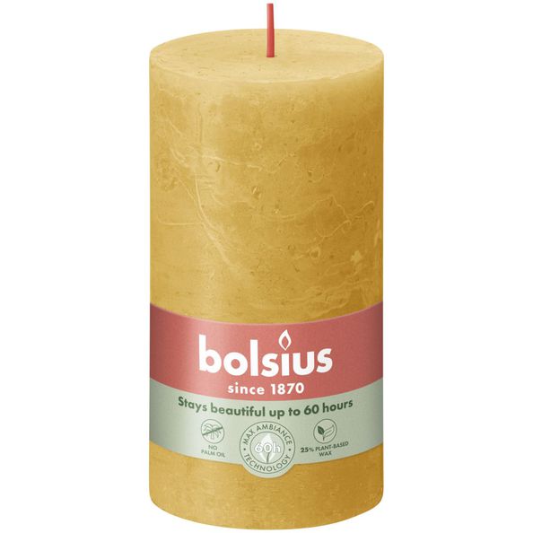 Vela pilar rústica Bolsius amarillo miel ø68x130 mm 60 horas (4 piezas)
