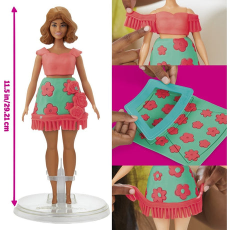 Play-doh set barbie flores y flecos - hacer ropa para muñeca - plastilina