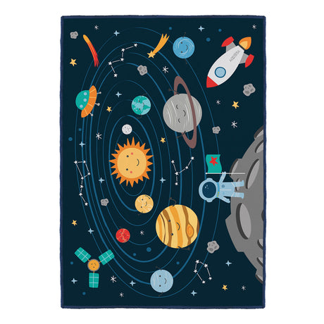 Alfombra de juego sistema solar Achoka, 100x150cm