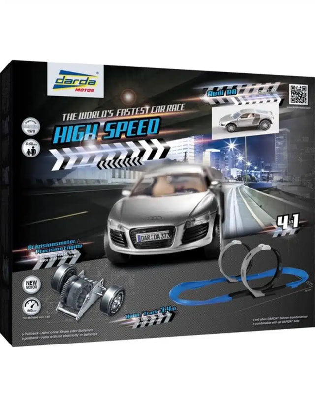 Pista de carreras de alta velocidad Vedes Darda con un coche Audi R8