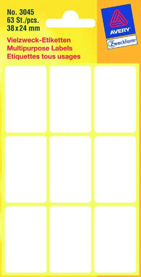 Etiqueta zweckform 38x24mm blanco blister de 63 etiquetas paquete de 10 piezas