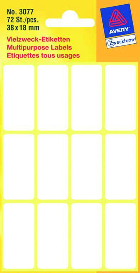Etiqueta canguro Zweckform blister blanco de 38x18 mm con 72 etiquetas. paquete de 10 paquetes
